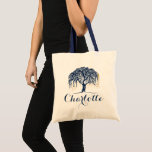 Personalised Tote Bag - Navy Willow Tree Wedding<br><div class="desc">Modern, bold, and contemporary willow tree themed personalised wedding tote designed in a bold and modern colour palette of navy blue and faux gold foil elegant elements and simple modern embellishments. The design features our beautiful hand-drawn original willow tree artwork illustration, creating a clean, bold and elegant willow tree themed...</div>