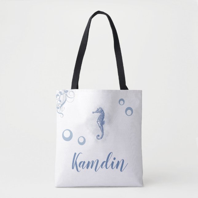Personalised Tote Bag Seahorse Ocean Beach Water (Front)