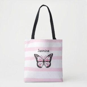 Personalised Tote Bag with Pink Butterfly