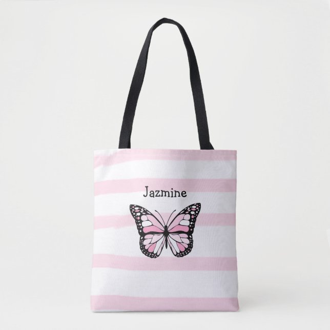 Personalised Tote Bag with Pink Butterfly (Front)