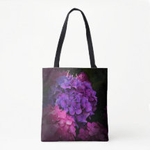 Personalised Tote Bags - Pink and Purple Hydrangea