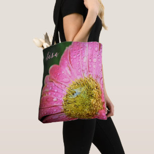 Personalised Tote Bags - Pink Gerbera Daisy
