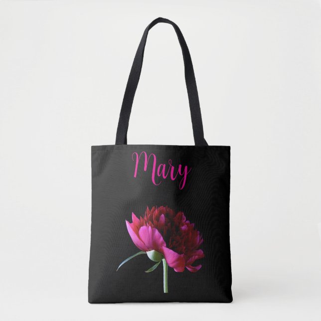Personalised Tote Bags - Pink Peony (Front)