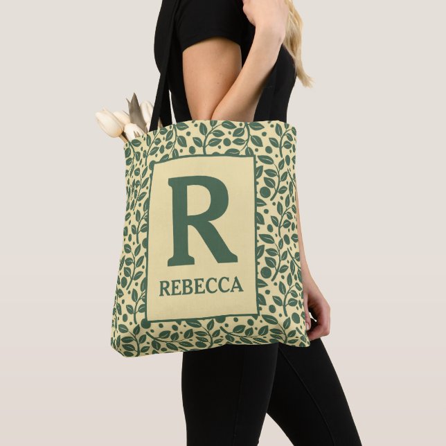 Personalised Touch of Nature Leafy Tote Bag (Close Up)