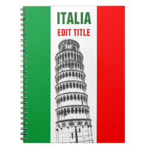 Personalised Tower of Pisa and Italian Flag Notebook