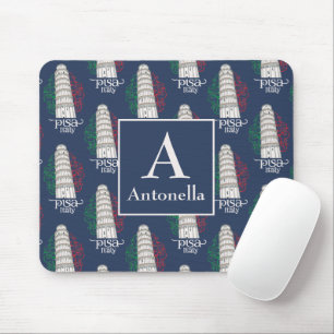 Personalised Tower of Pisa with Monogram and Name Mouse Pad