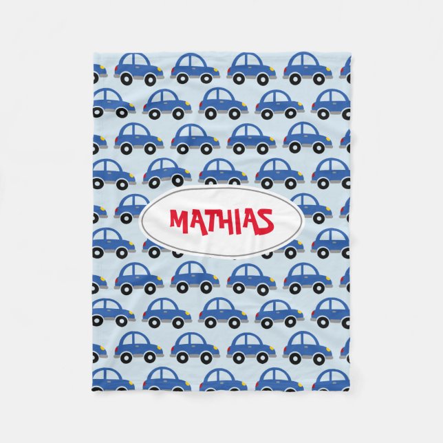 Personalised toy car pattern kid's fleece blanket (Front)