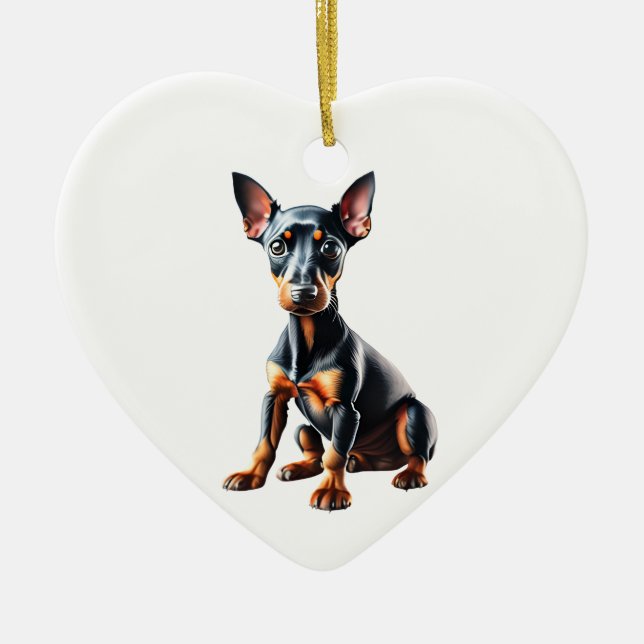 Personalised  Toy Manchester Terrier Puppy Ceramic Ornament (Front)