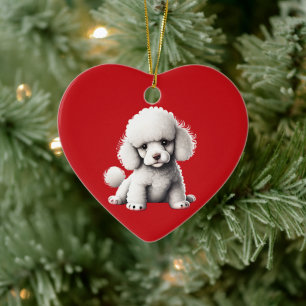 Personalised Toy Poodle Puppy Christmas Red Ceramic Ornament