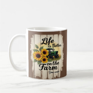 Personalised Tractor and Sunflower Art Coffee Mug