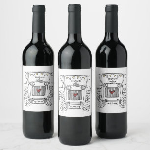 Personalised Tractor Country Wedding Bottle Label