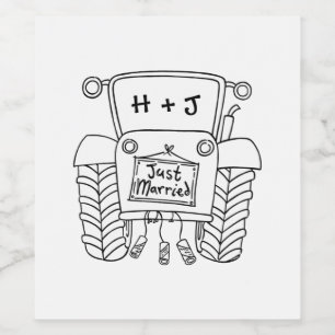 Personalised Tractor Country Wedding Bottle Label