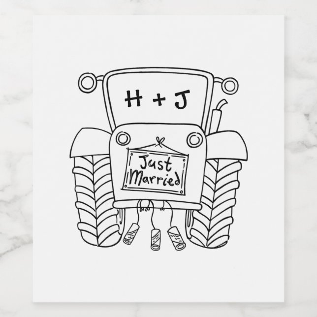 Personalised Tractor Country Wedding Bottle Label (Single Label)