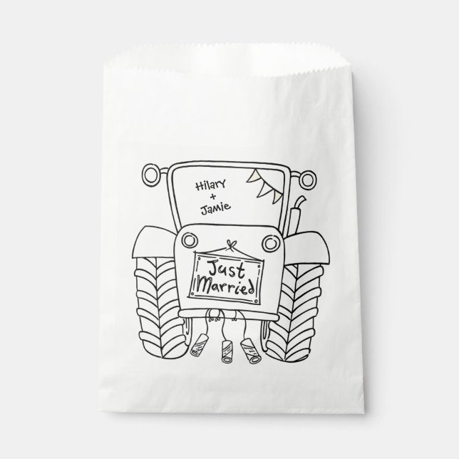 Personalised Tractor Country Wedding Favour Bag (Front)
