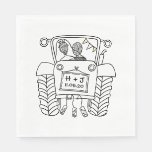Personalised Tractor Country Wedding Paper Napkin