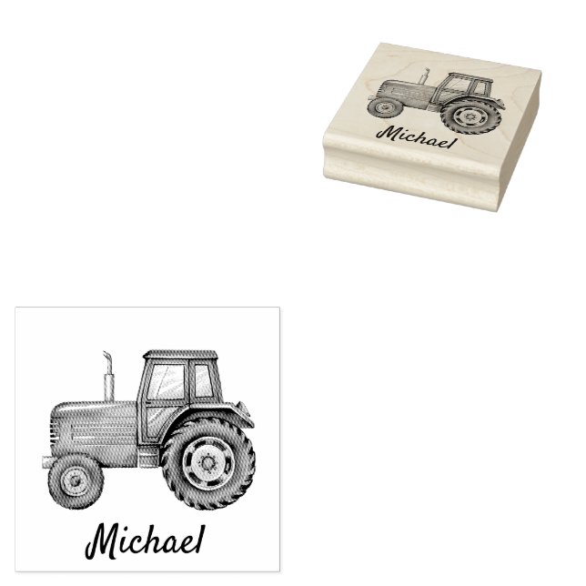Personalised Tractor Farm  Rubber Stamp (Stamped)