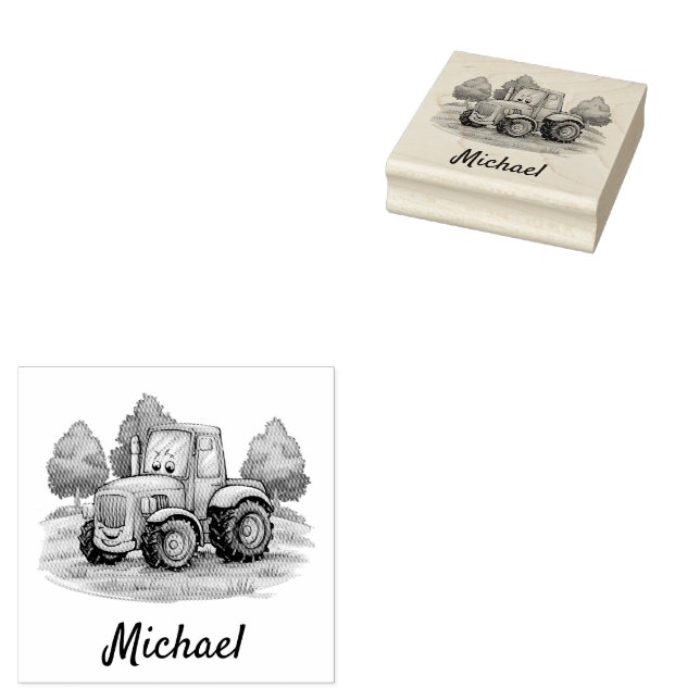Personalised Tractor Farm  Rubber Stamp (Stamped)