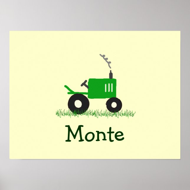 Personalised Tractor Wall Art: Green Tractor Poster (Front)