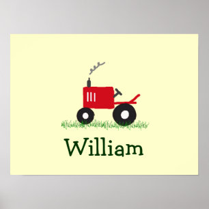 Personalised Tractor Wall Art: Red Tractor Poster