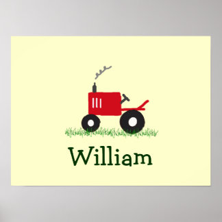 Personalised Tractor Wall Art: Red Tractor Poster