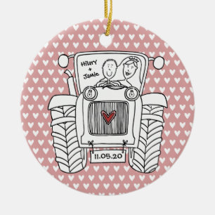 Personalised Tractor Wedding Christmas Decoration