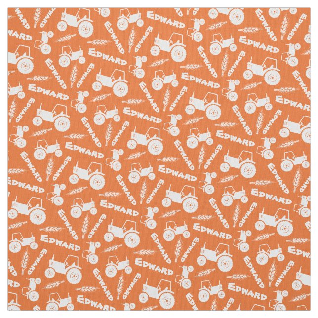 Personalised tractor wheat farm named orange fabric (Swatch)