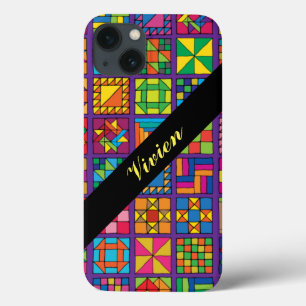 Personalised Traditional Quilt Sampler iPhone 13 Case