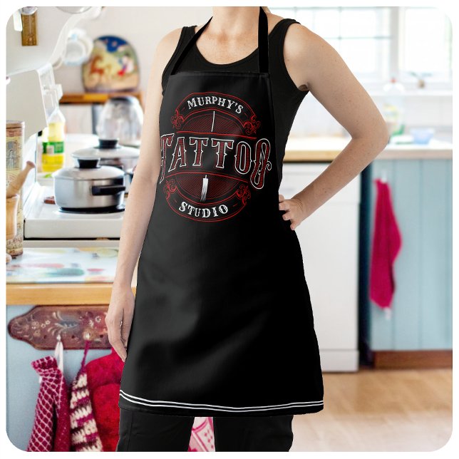 Personalised Traditional Style Tattoo Studio Shop Apron (Creator Uploaded)