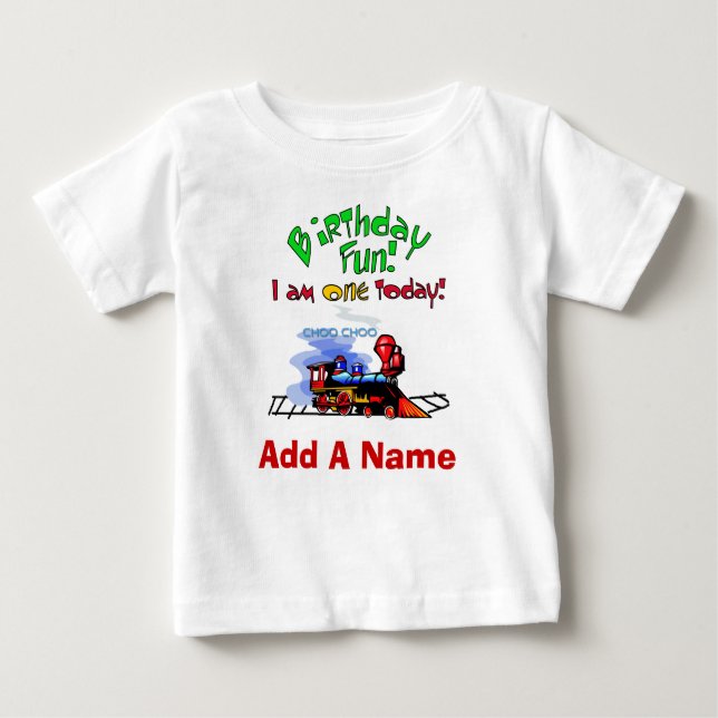 Personalised Train 1st Birthday T-shirt (Front)