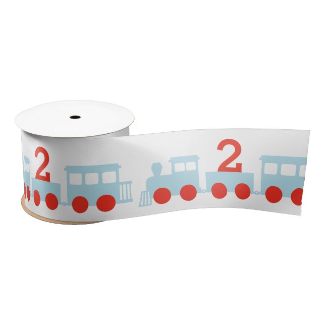 Personalised Train Birthday Party Satin Ribbon (Spool)
