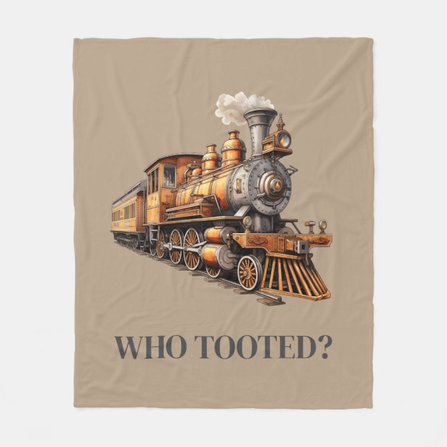 Personalised Train Engine Any Colour Fleece Blanket (Front)