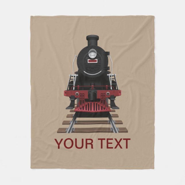 Personalised Train Engine Any Colour Fleece Blanket (Front)