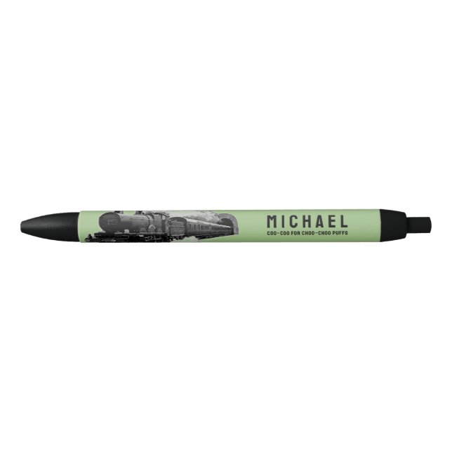 Personalised Train Lover Gift Blue Ink Pen (Front)