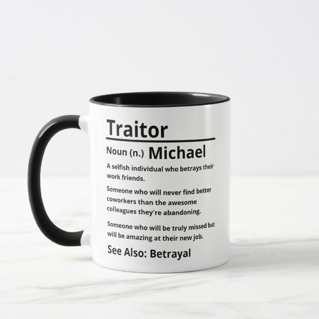 Personalised Traitor Definition  Mug (Left)