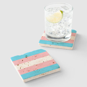 Personalised Transgender Flag Stone Coaster