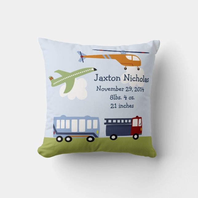 Personalised Transportation Pillow Keepsake (Front)