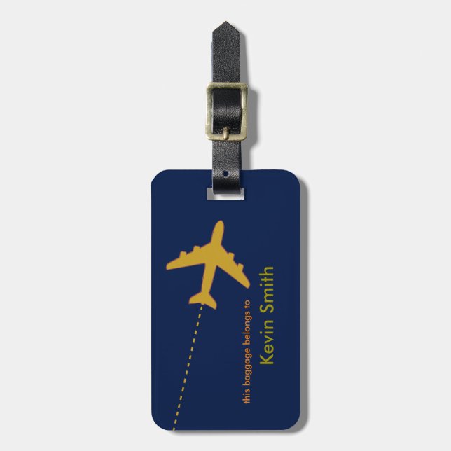 personalised travel aeroplanes luggage tag (Front Vertical)