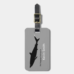 personalised travel black shark luggage tag