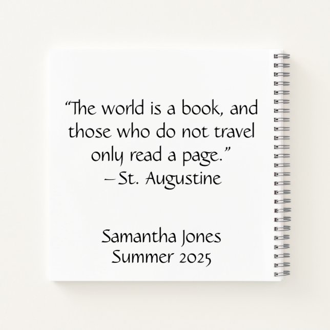 Personalised Travel Journal | Custom Adventure Boo (Back)