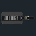 Personalised travel luggage tag | elegant style<br><div class="desc">Personalised travel luggage tag | elegant style. Classic black and grey stripe design with white monogrammed name intitial letters. Elegant gift idea for men and women</div>