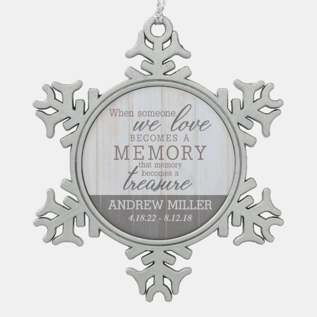 Personalised Treasured Memory Snowflake Ornament (Front)