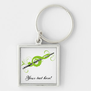 Personalised Treble Clef & Flute Key Ring