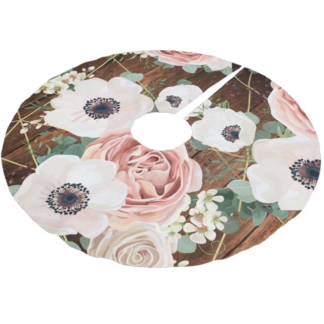 Personalised Tree Skirt Geometric Garden Rose Barn (Angled)