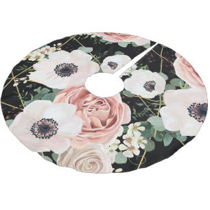 Personalised Tree Skirt Geometric Garden Rose Blac