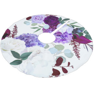 Personalised Tree Skirt Lavender Hibiscus on Whi