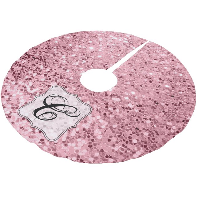 Personalised Tree Skirt Rose Gold Glitter (Angled)