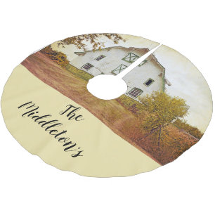 Personalised Tree Skirt Sunset Barn Country Rustic