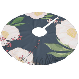 Personalised Tree Skirt White Floral Flowers on Da