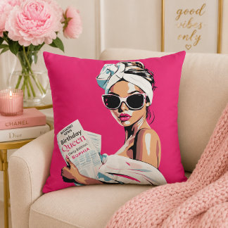 Personalised Trendy Birthday Queen Cushion