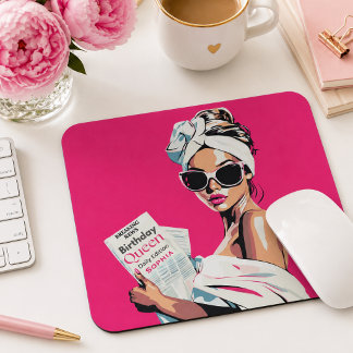 Personalised Trendy Birthday Queen Mouse Pad